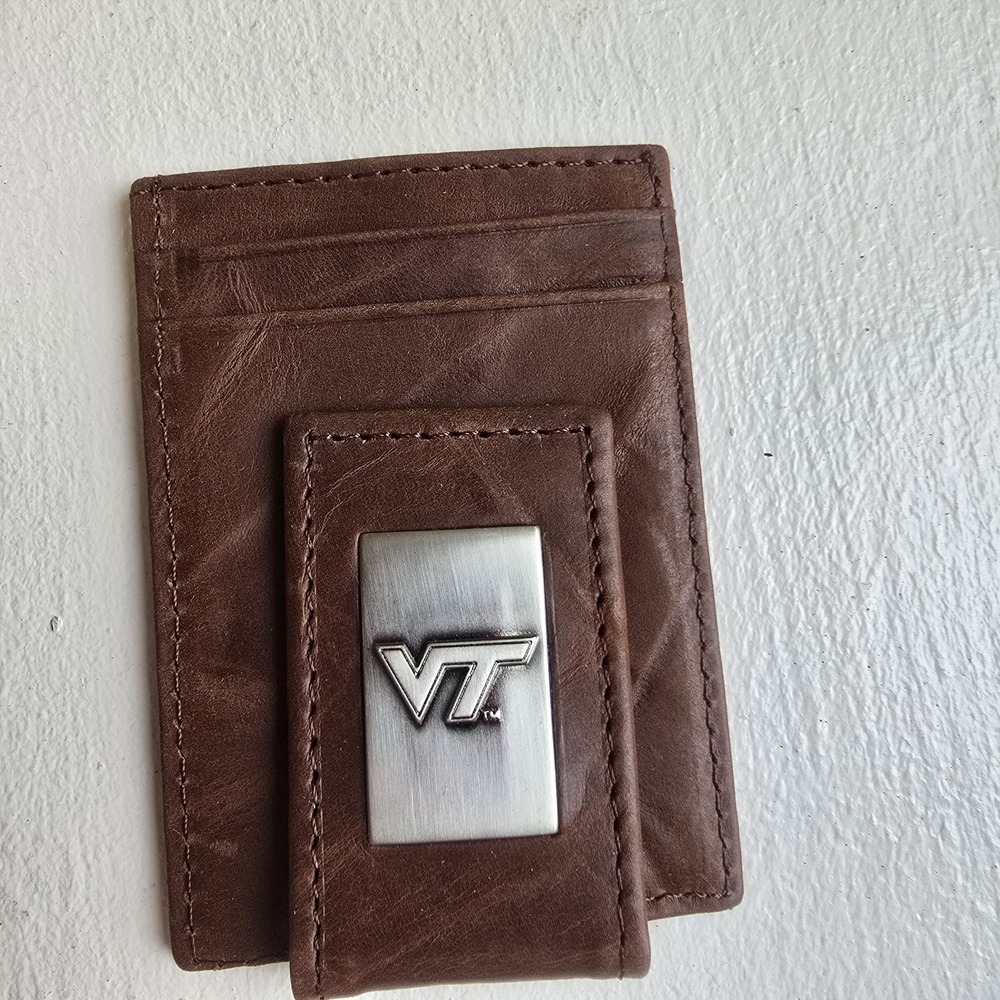 Virginia Tech Hokies Leather Front Pocket WalletOfficially Licensed Blokecore